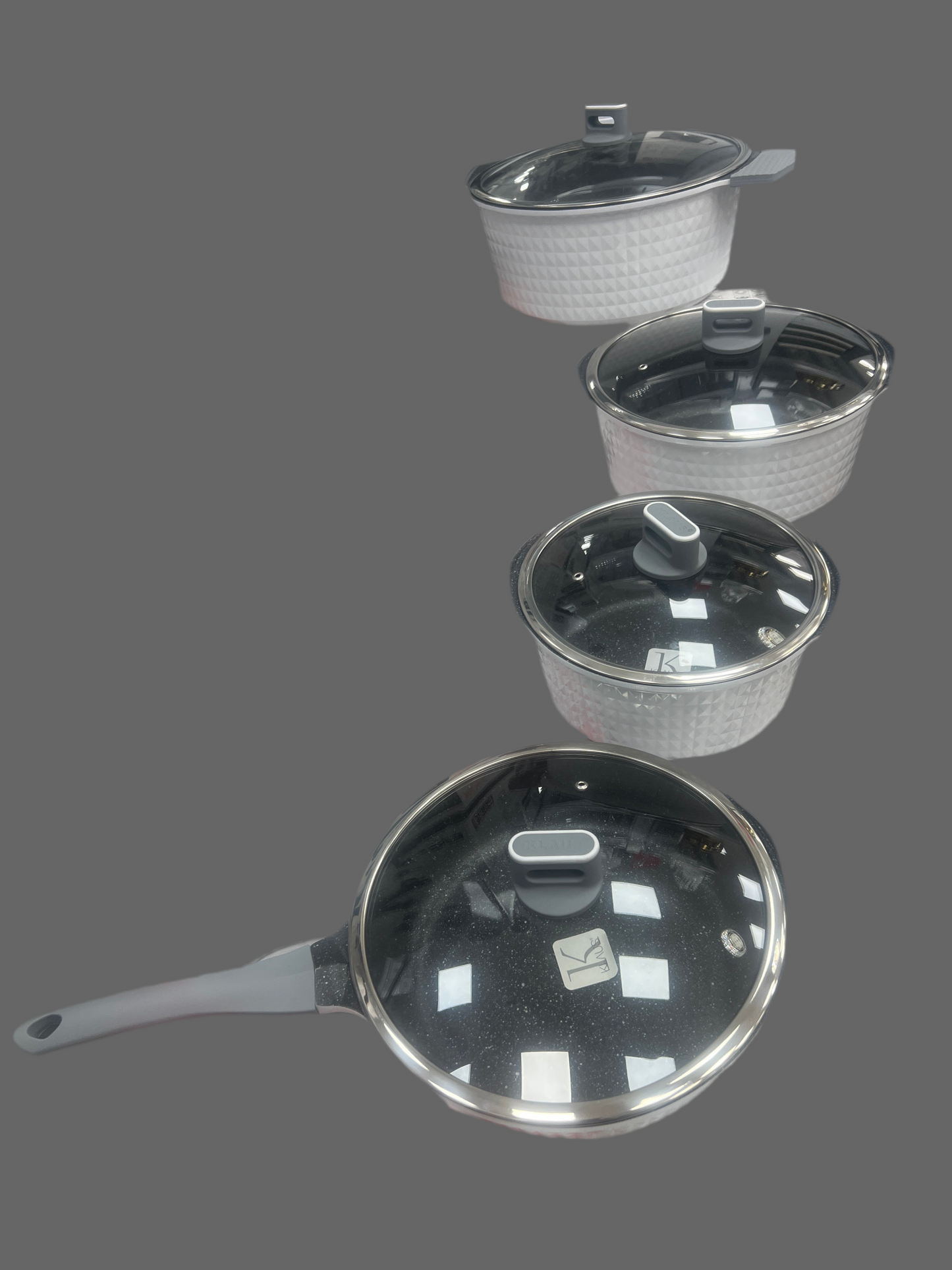 SERIE de 4 pcs( avec couvercle) KLAUS MARMITE BLANCHE INDUCTION