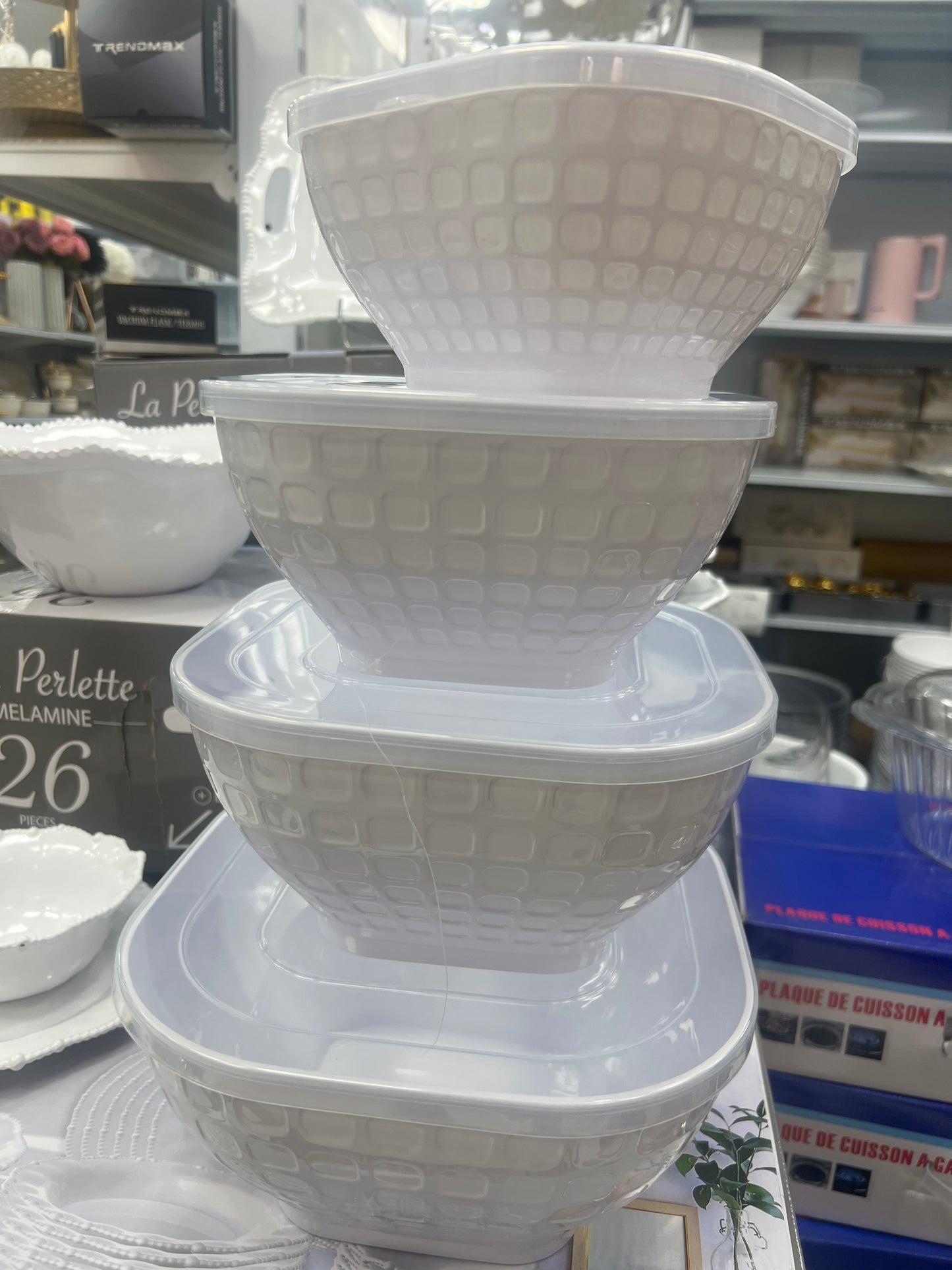 SERVICE 26 pcs Melaminé- modèle Boule design + 4 saladiers RECTANGLE OFFERT