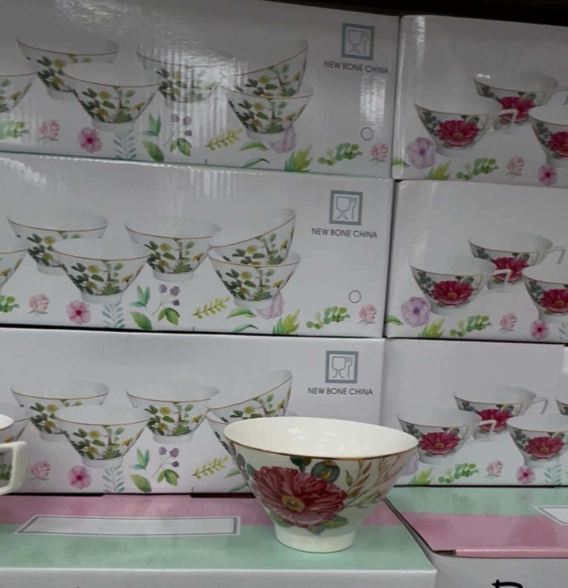 6 BOLS MOTIF FLEURE ROSE
