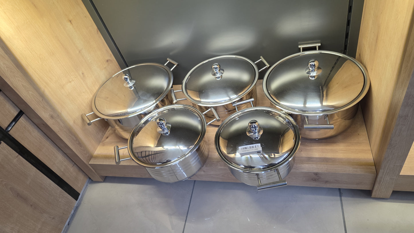 JUMBO SERIES DE 5 MARMITES INOX INDUCTION QUALITE SUPERIEURE