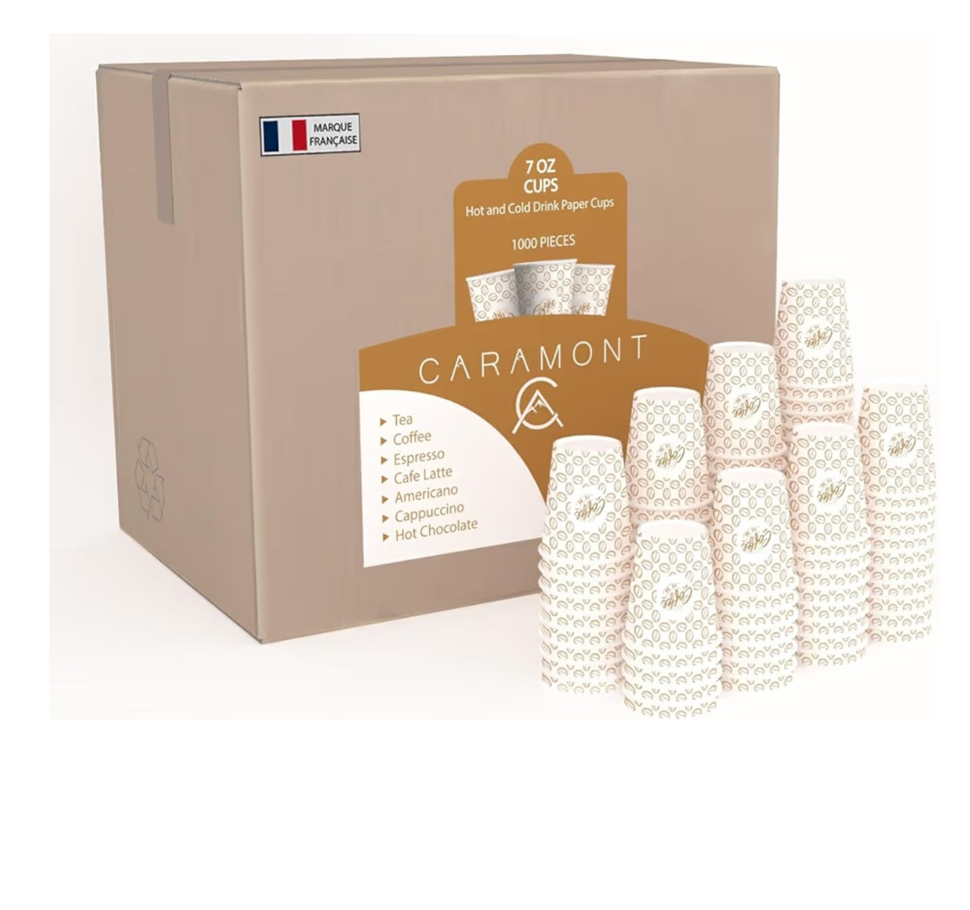 1000 gobelet 7 OZ -grande en carton très étanche pour les boissons chaudes