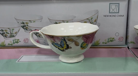 6 TASSES AVEC ANSE FELIRE ROSE MOTIF PAPILLON
