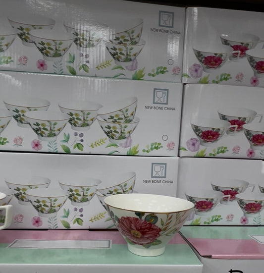 6 BOLS MOTIF FLEURE ROSE