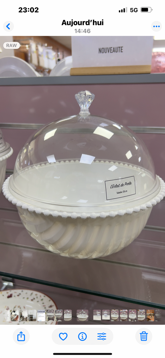 Lot de 2 saladiers en Mélamine L'Eclat de Perles : 28 cm ROND + 32 cm ROND
