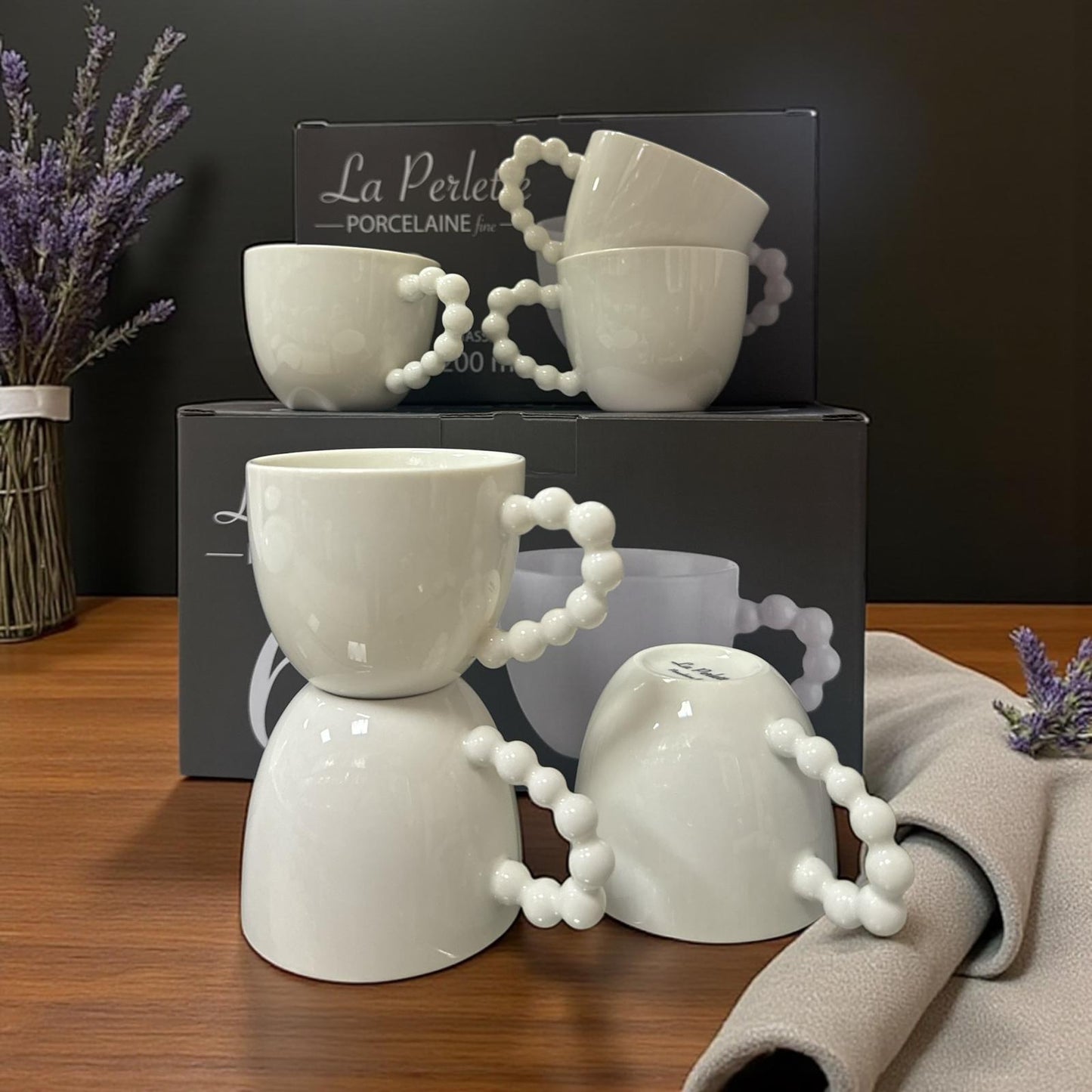 6 TASSES PERLES PORCELAINES NOUVEAU DESIGNE 200 ml