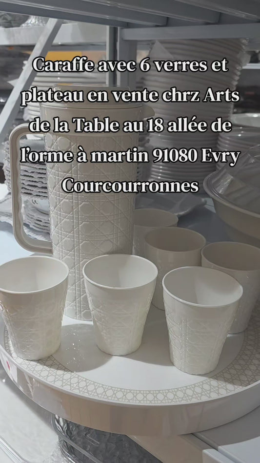 CARAFFE D’EAU  AVEC 6 Verres et Un plateau: Ensemle de 8 pièces