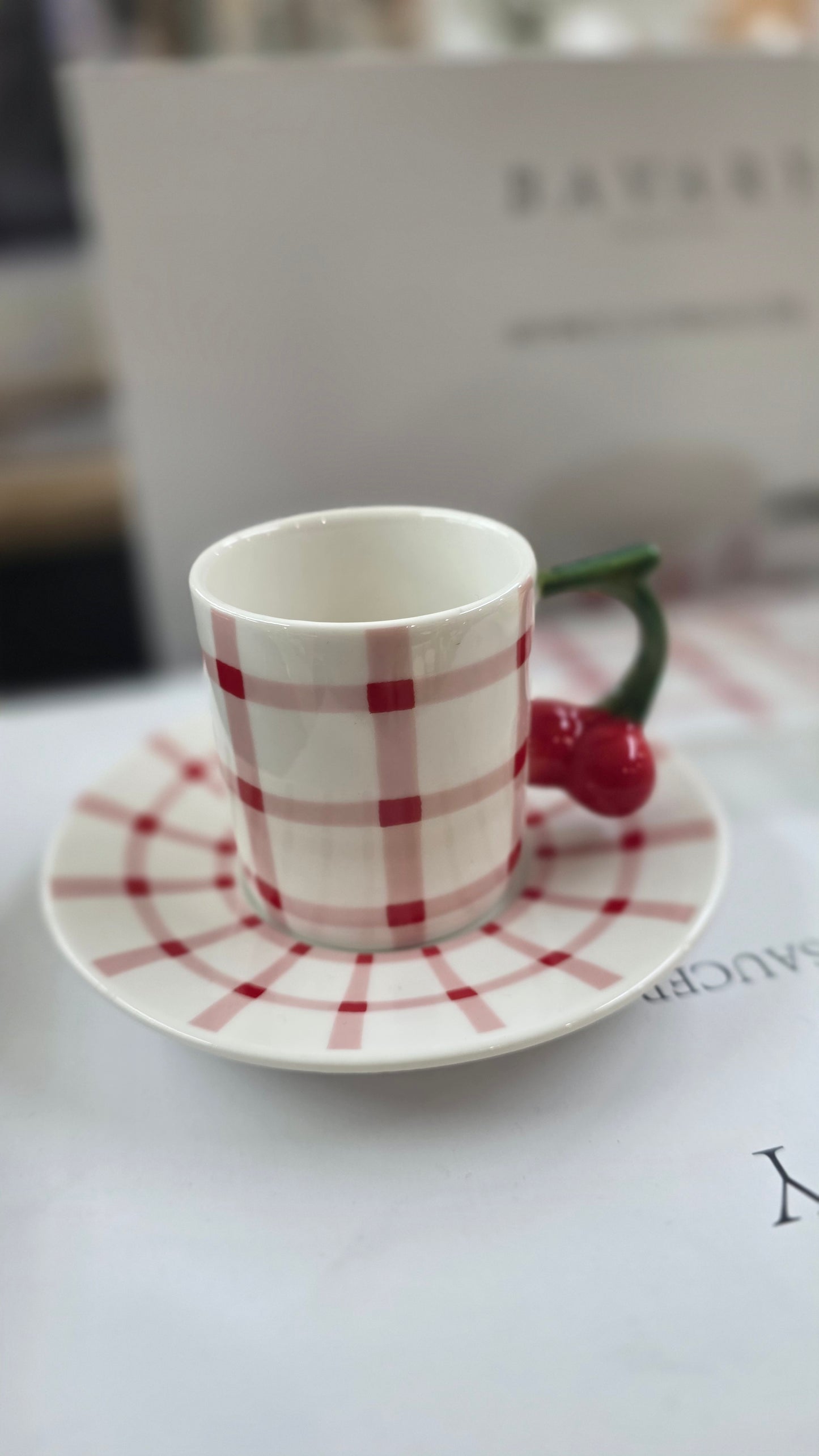 6 TASSE À CAFE CERISE AVEC 6 SOUS TASSE