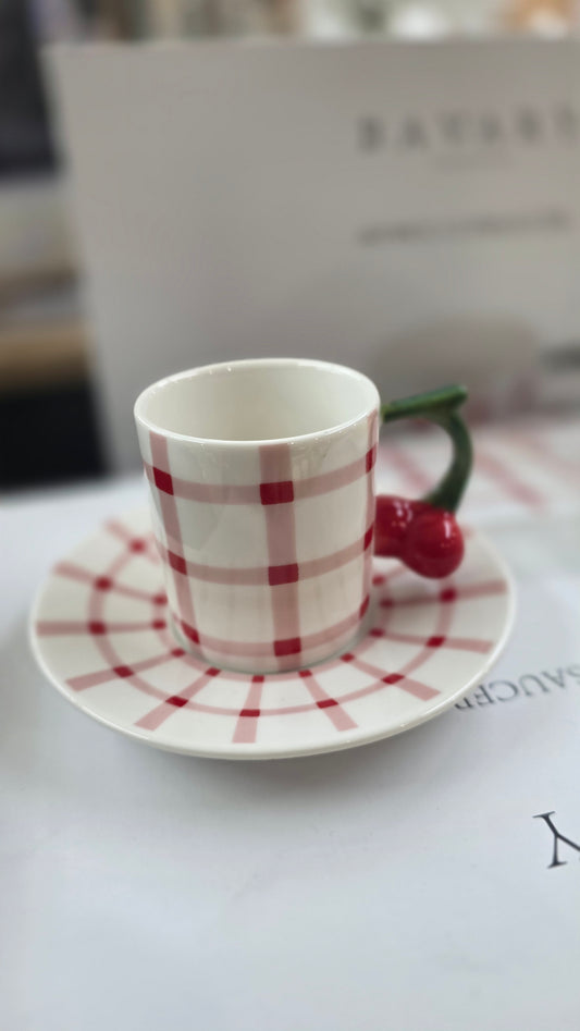 6 TASSE À CAFE CERISE AVEC 6 SOUS TASSE