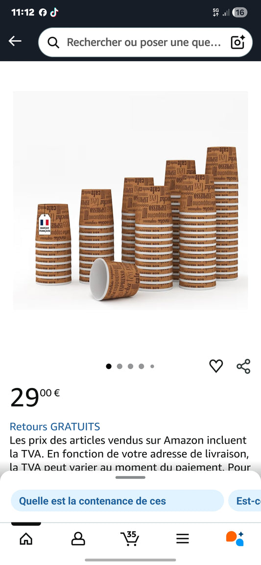 1000 gobelet en carton espresso 4 OZ