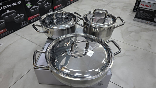 Ensemble de 3 produits professionnel :  marmite 24 cm+ faitout 28 cm+ sautoir 36cm