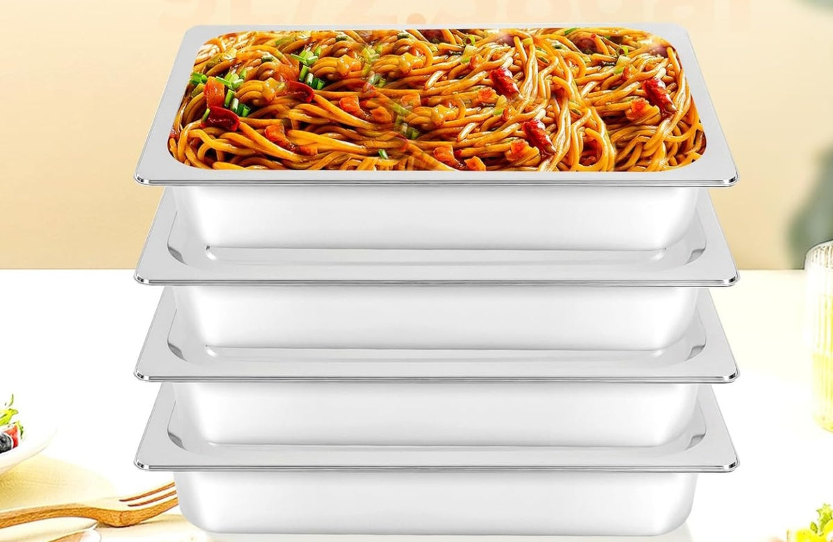 Lot de 4 BACS GASTRO INOX TAILLE MOYEN