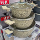 SERIE DE 3 MARMITES GRANITE 28-24-22 cm INDUCTION COULEUR BEIGE
