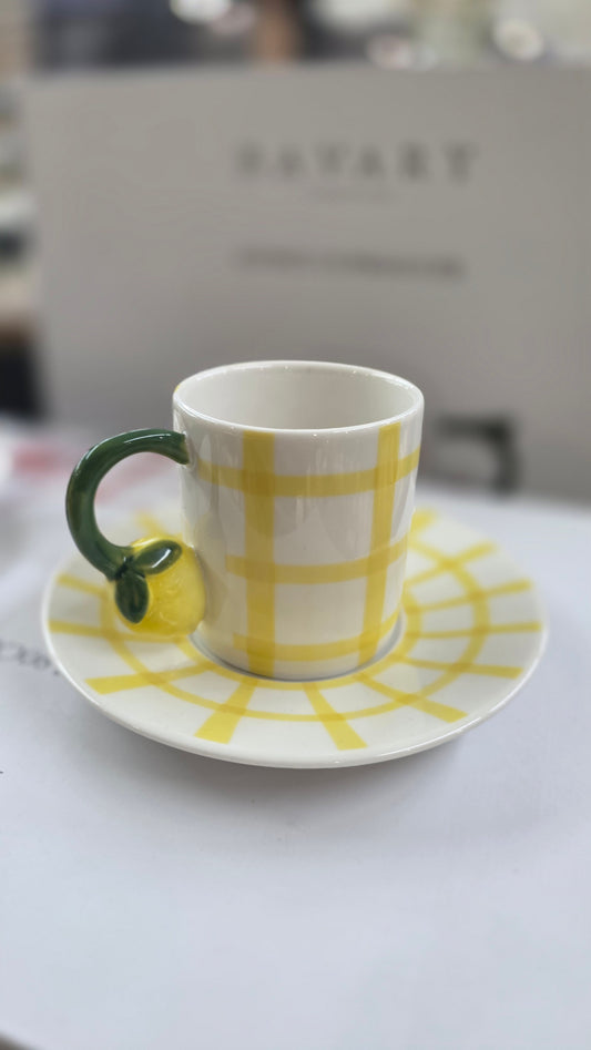 6 tasses à café Citron avec 6 sous tasses