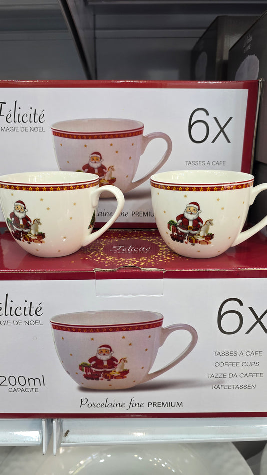 6 TASSES NOËL EN PORCELAINE HAUTE GAMME