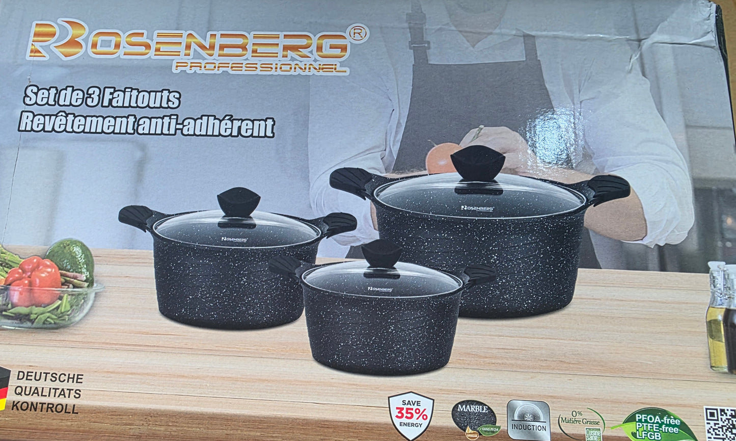 Serie de 3 marmites 28 cm/24cm/20 cm induction