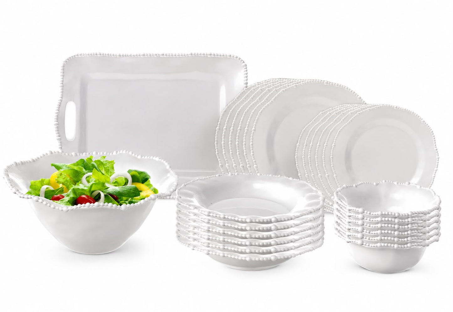 SERVICE DE TABLE EN MELAMINE 26 PCS : Orginal marque LA PERLETTE