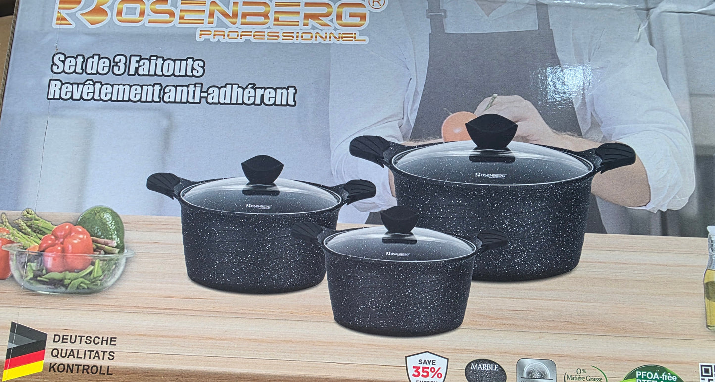 Serie de 3 marmites 28 cm/24cm/20 cm induction