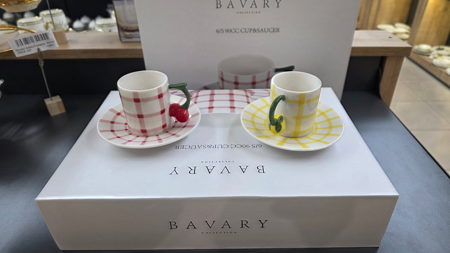 6 tasses à café Citron avec 6 sous tasses