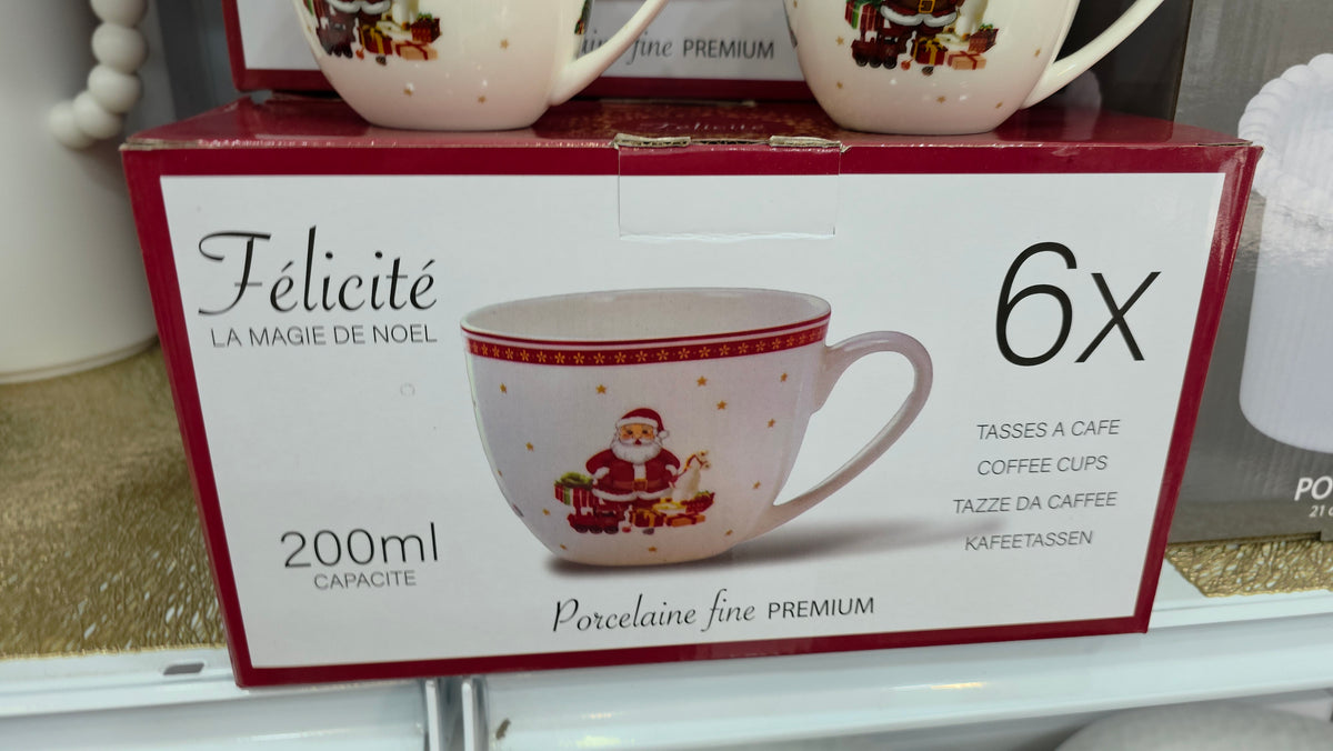 6 TASSES NOËL EN PORCELAINE HAUTE GAMME